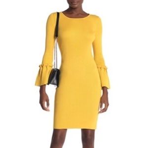 NWT Nina Leonard Ribbed Knit Bell Sleeve Dress